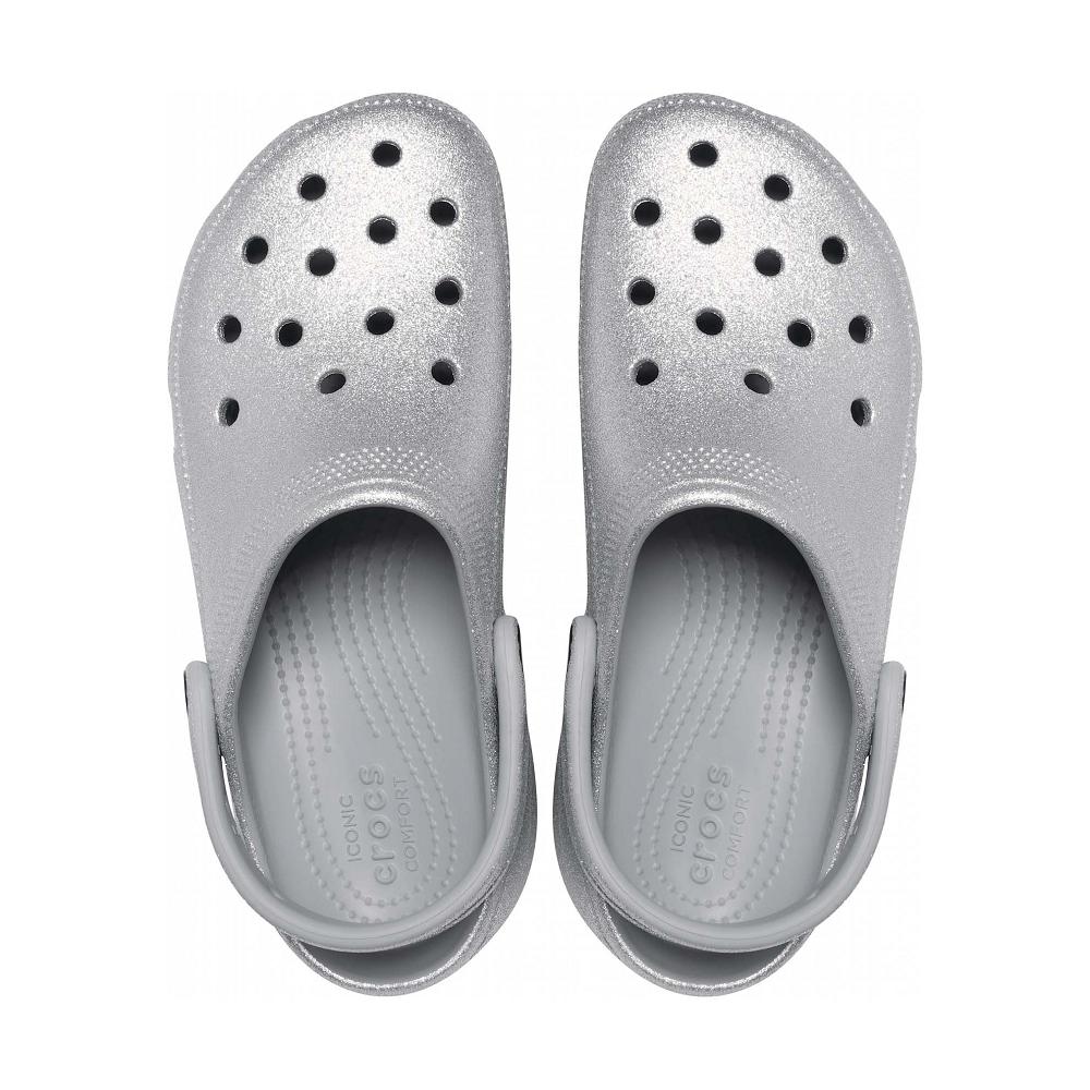 Silver Women's Crocs Classic Glitter Clog Platform Clogs | NZ 0457GSOL